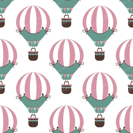 Hot Air Balloons, Flags, Ribbon, Bow, Basket, Polka Dots — White 2