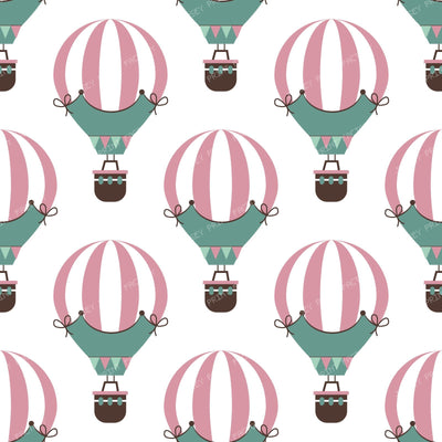 Hot Air Balloons, Flags, Ribbon, Bow, Basket, Polka Dots — White 2
