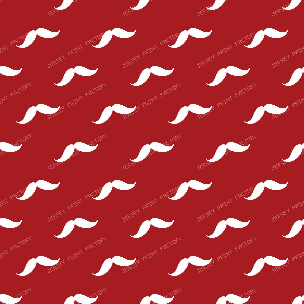 Mustache Pattern, Curly Mustache, Black and White — Red