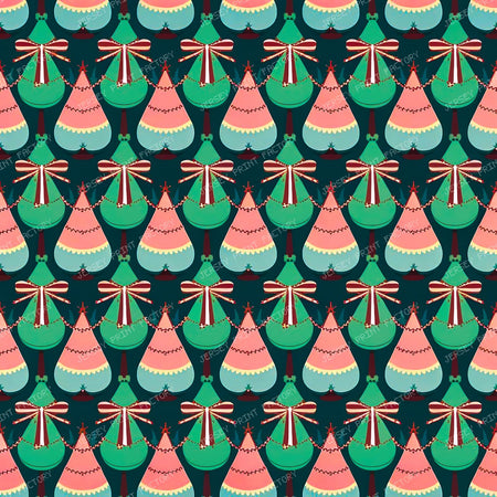 Aesthetic Green And Grey Christmas Trees — Peach