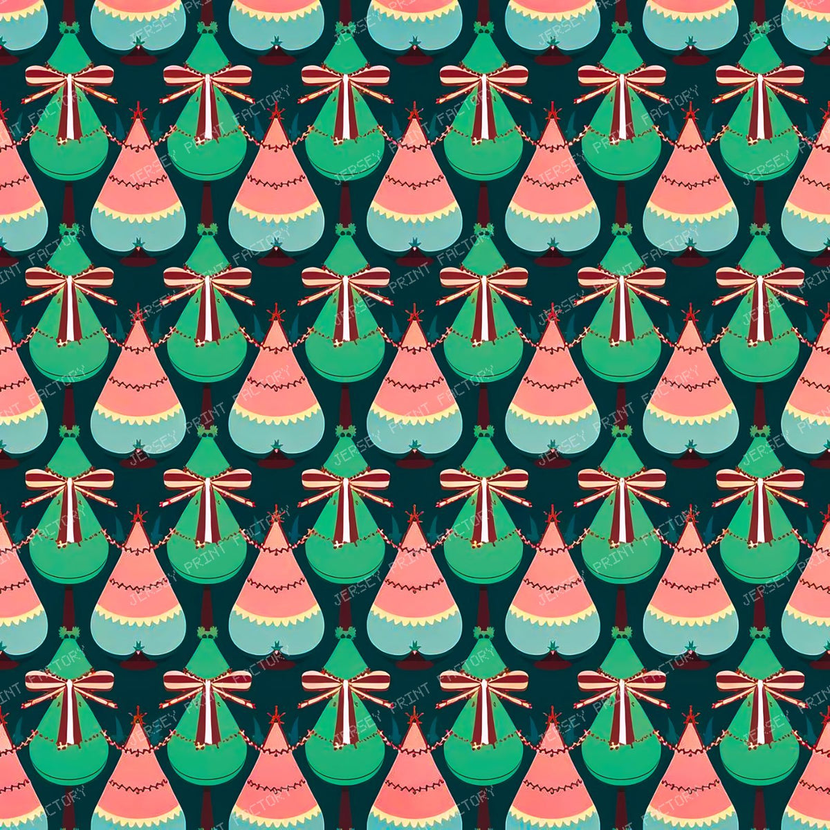 Aesthetic Green And Grey Christmas Trees — Peach