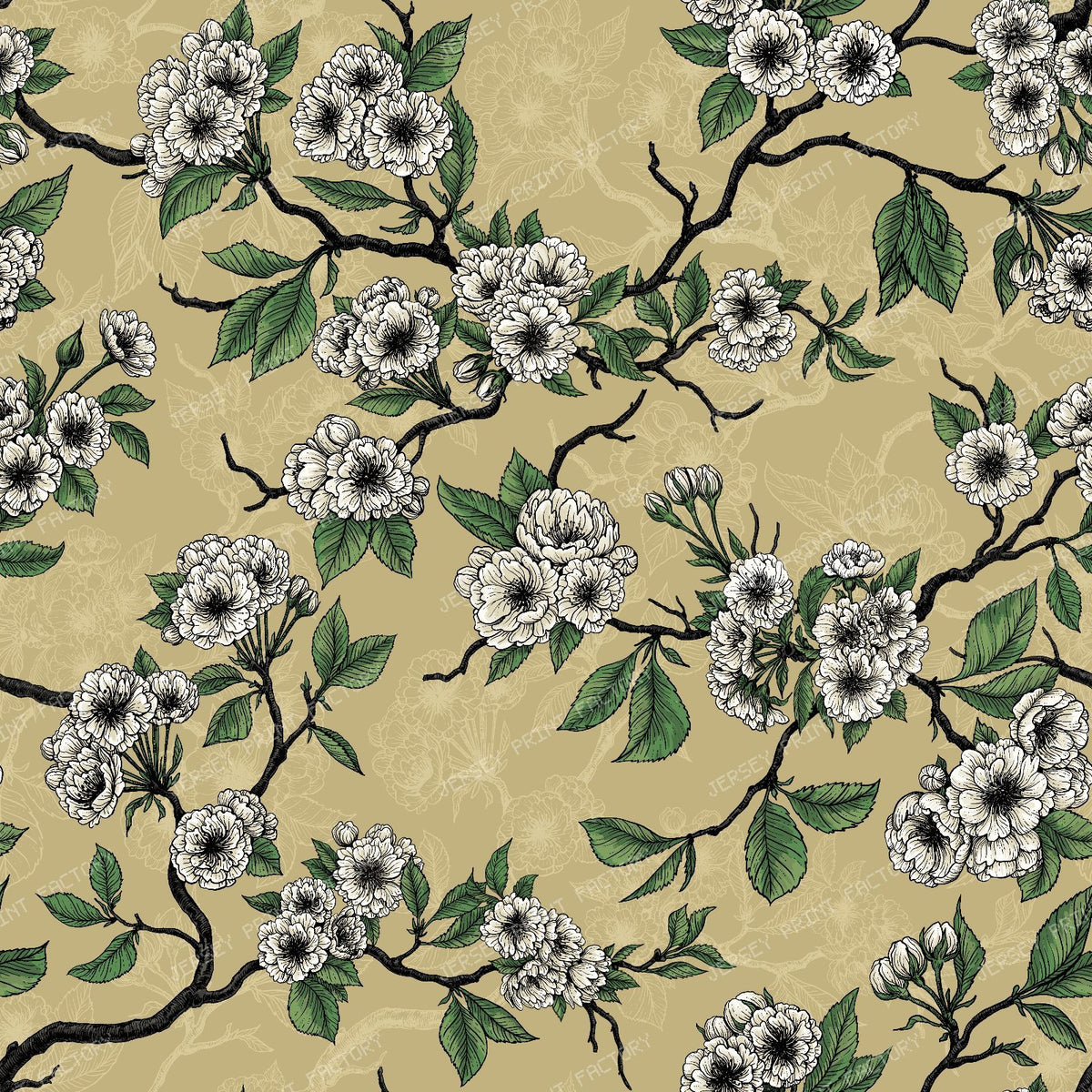 Cherry blossom — on ecru