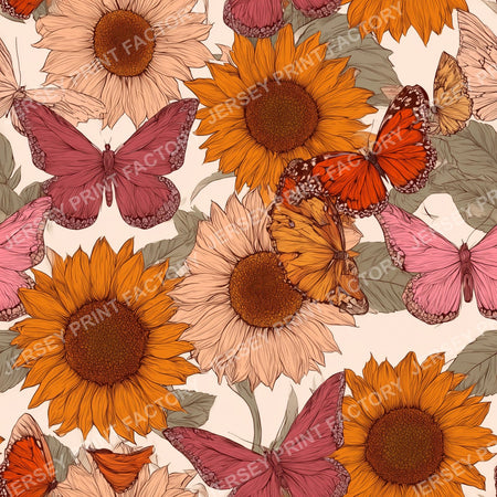 Vintage Maximalist Sunflower Retro Butterfly