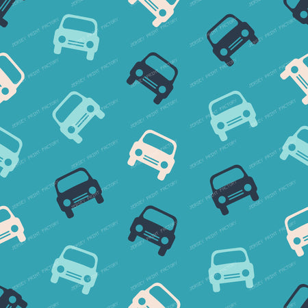Retro Cars Seamless Pattern on Turquoise Background