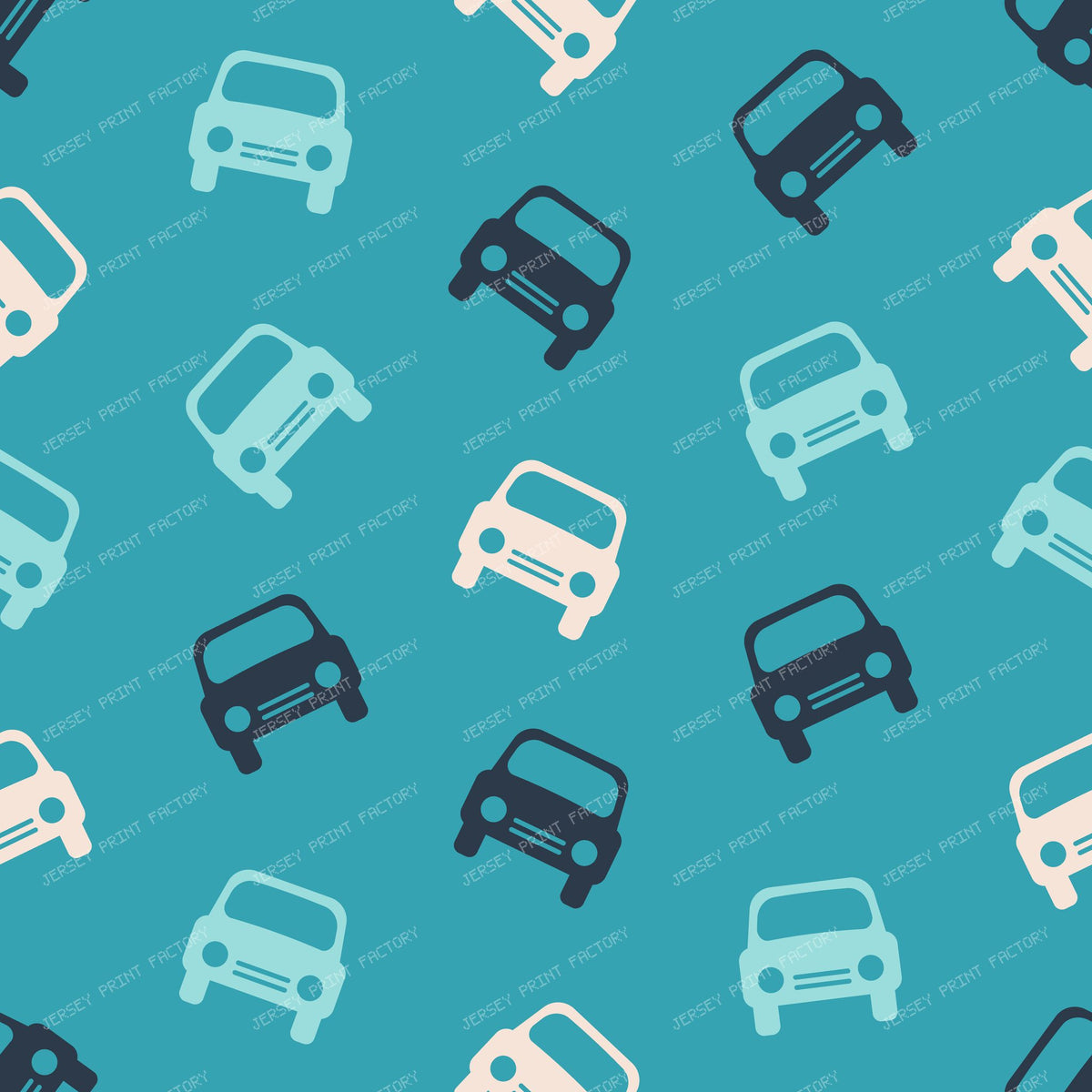 Retro Cars Seamless Pattern on Turquoise Background
