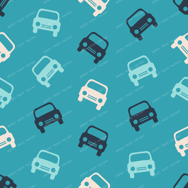 Retro Cars Seamless Pattern on Turquoise Background