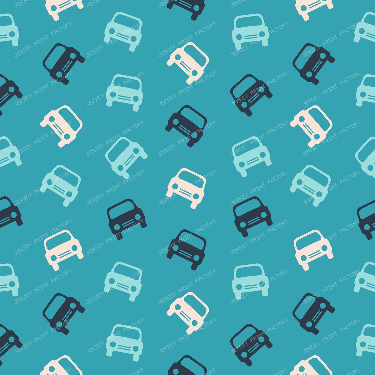 Retro Cars Seamless Pattern on Turquoise Background
