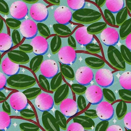 Winter Snowberries and Sparkle on Purple — Sage green