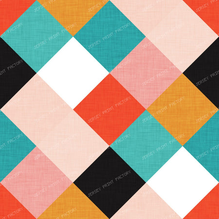 Retro Diamond Tile  Coral Teal