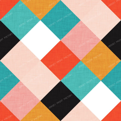 Retro Diamond Tile  Coral Teal