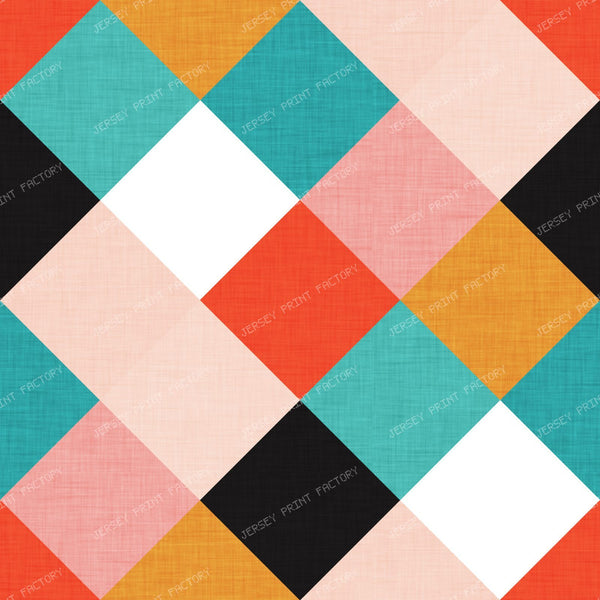 Retro Diamond Tile  Coral Teal