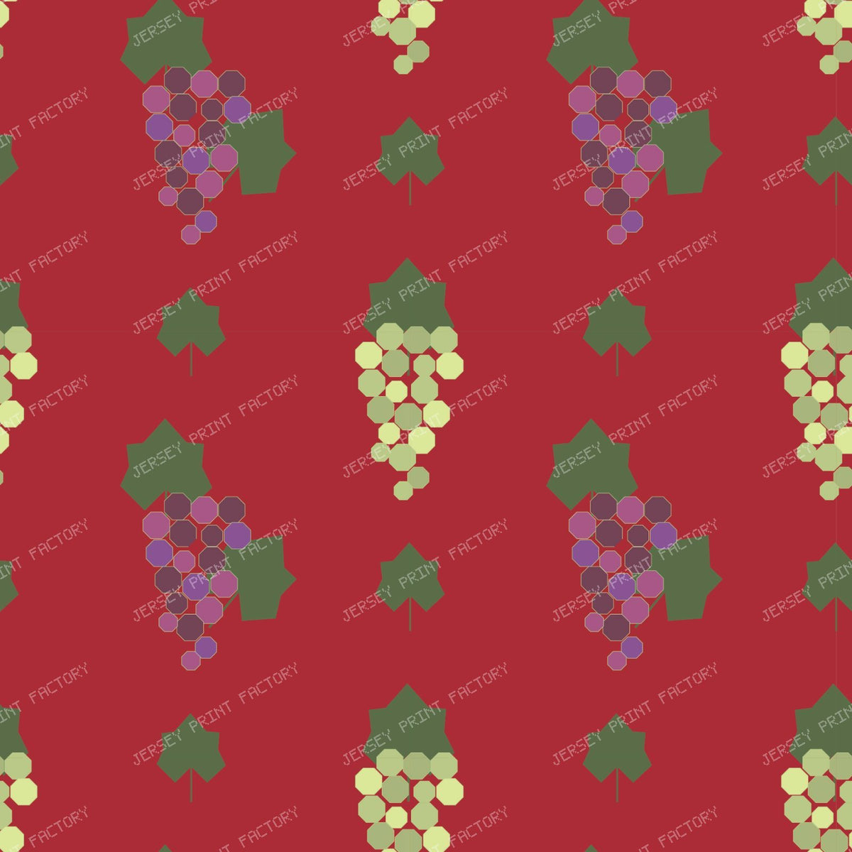 Grapevine Deco Green & Purple Clusters On Red (S)