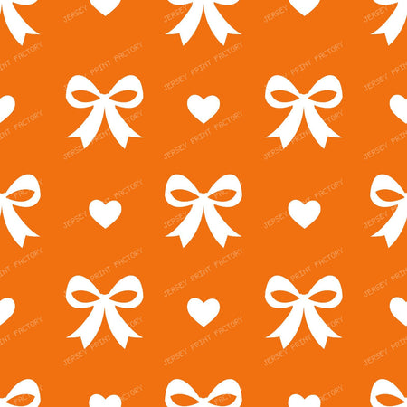 Bow Pattern, Coquette Bow, Ribbon, Cute Bow, White Bow, Hearts, Black — Orange 2