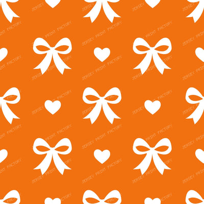 Bow Pattern, Coquette Bow, Ribbon, Cute Bow, White Bow, Hearts, Black — Orange 2