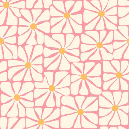 1970s daisy chamomile flowers. Beautiful floral seamless pattern
