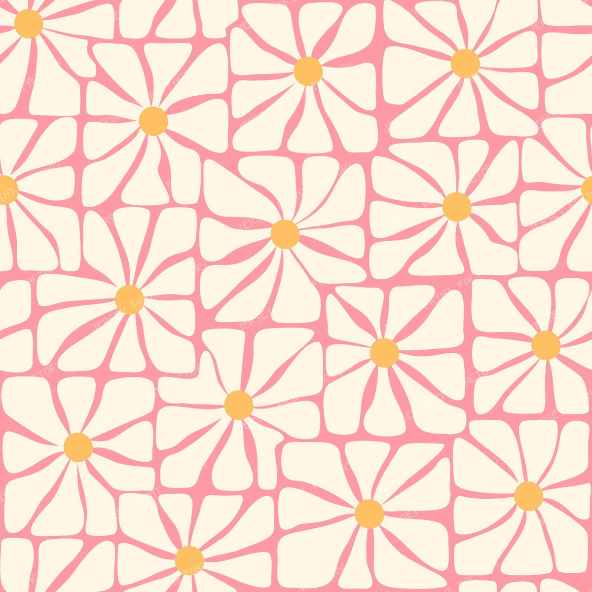 1970s daisy chamomile flowers. Beautiful floral seamless pattern