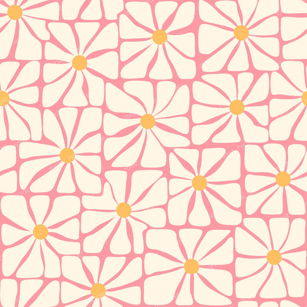 1970s daisy chamomile flowers. Beautiful floral seamless pattern