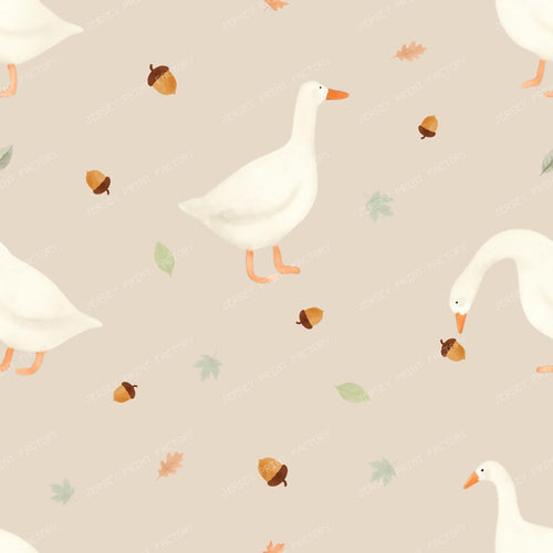 Watercolor autumn geeses and acorns fall pattern