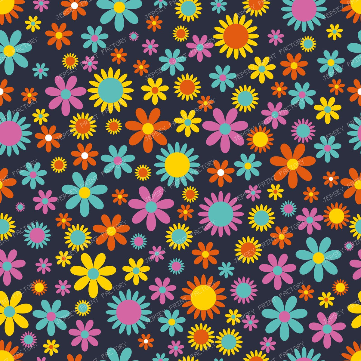 Colorful Flowers, Retro Flowers, Floral Pattern — Colorful 25