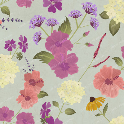 Vintage Cottage Garden Floral Botanical Flower Pattern