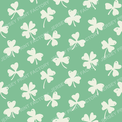 Rustic Boho Clover Pattern with Lucky Four Leaf Clover. Light clovers.