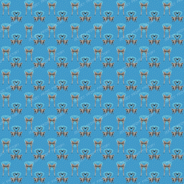 Lemurs in Love on Medium Blue
