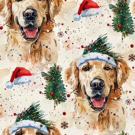 Festive Golden Retriever Christmas Joy