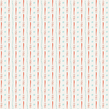 Sweetheart Doodle Stripe - Teal and Coral