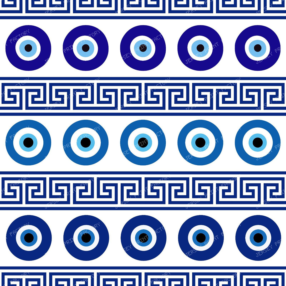Evil Eye Pattern, Turkish Eye, Mati, Nazar, Meander Key — White 4