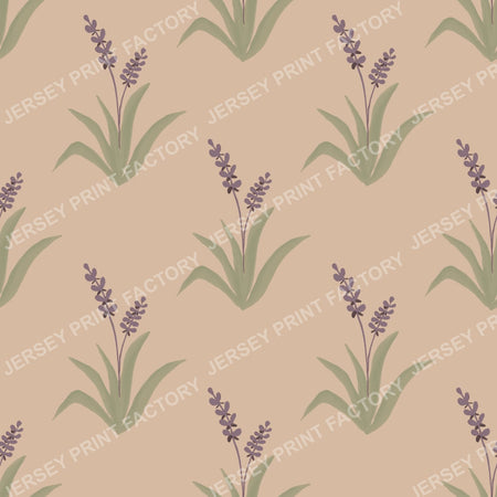 Minimalist Watercolor Lavender Seamless Floral Pattern — warm tan