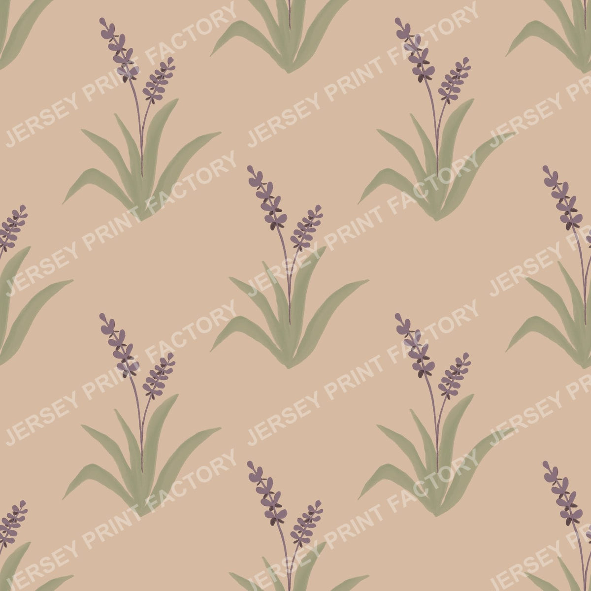 Minimalist Watercolor Lavender Seamless Floral Pattern warm tan
