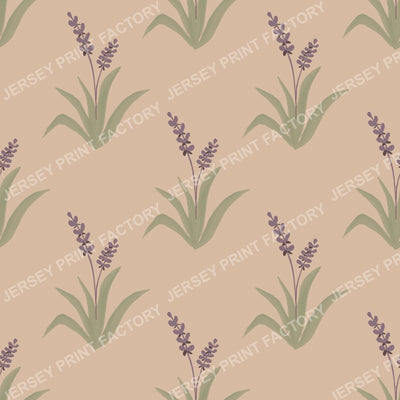 Minimalist Watercolor Lavender Seamless Floral Pattern warm tan