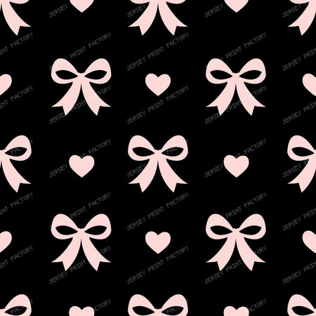 Bow Pattern, Coquette Bow, Ribbon, Cute Bow, White Bow, Hearts, Black — Pink and Black 2