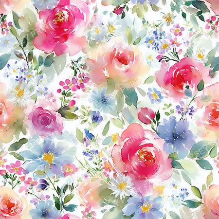 Watercolor Rose Floral Garden