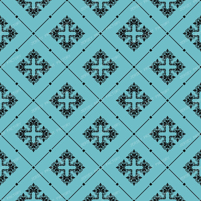 Black And White Damask, French Damask, Baroque Pattern — Blue 3