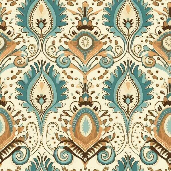 Bohemian Ethnic Ikat Damask