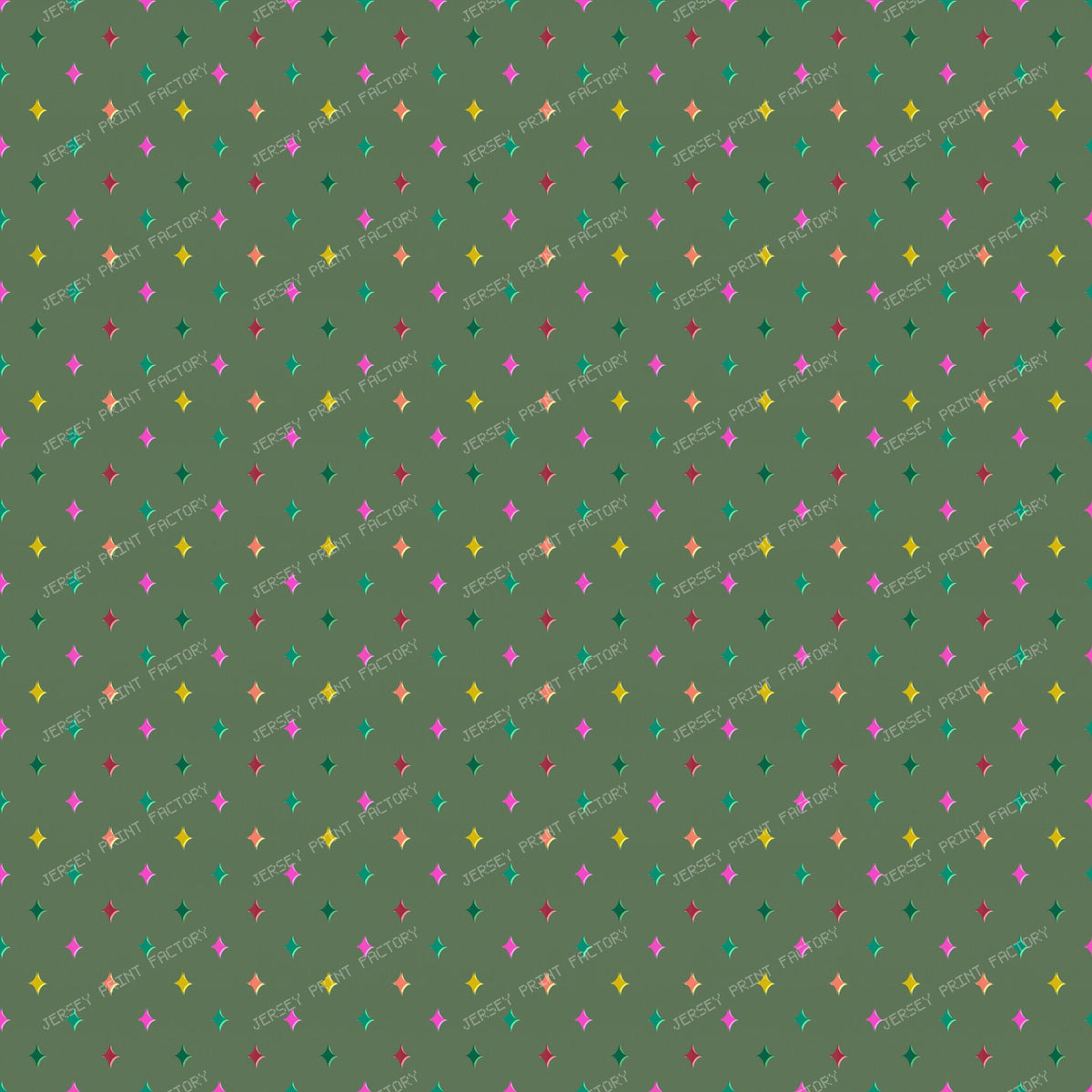 Colourful sparkle stars on Muted Green