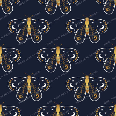 Celestial Butterfly, Magical Butterfly, Butterflies, Moon, Stars — Navy Blue