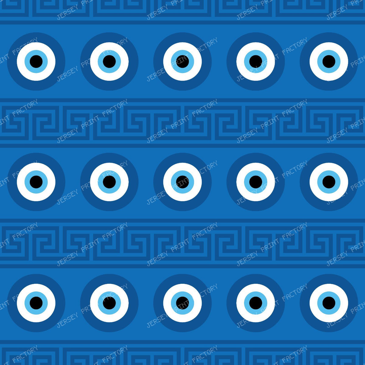 Evil Eye Pattern, Turkish Eye, Mati, Nazar, Meander Key — Blue 6
