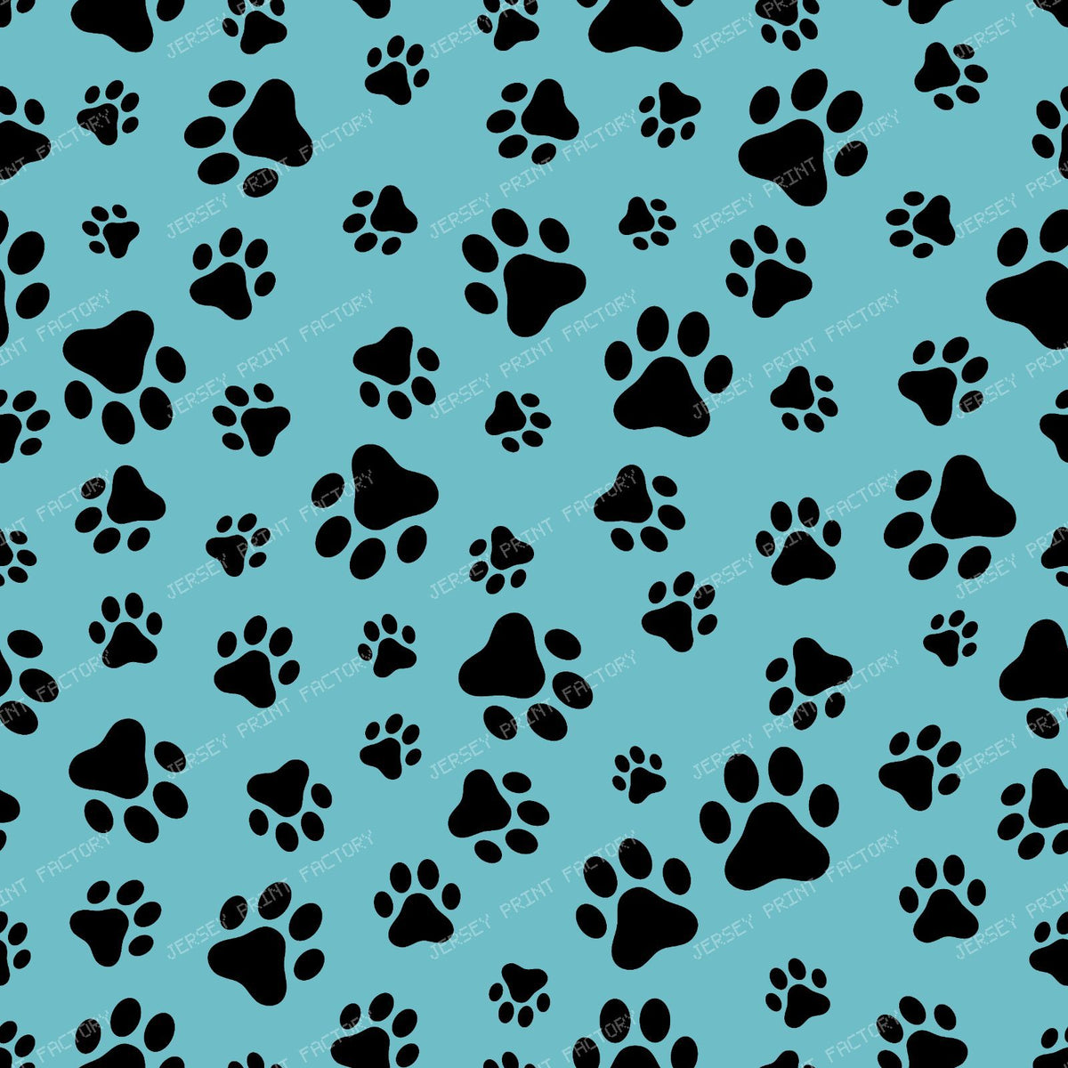 Pattern Of Paws, Dog Paws, Black and White — Blue 9