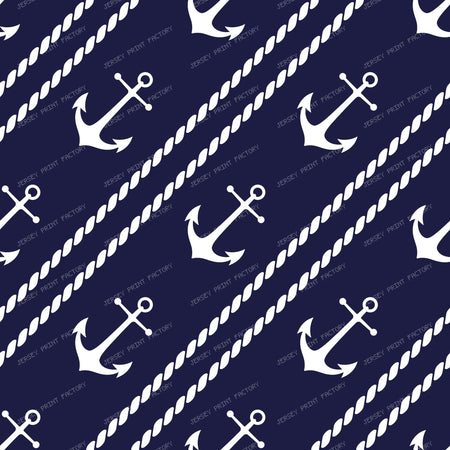 Navy Anchor Pattern with Rope Stripes
