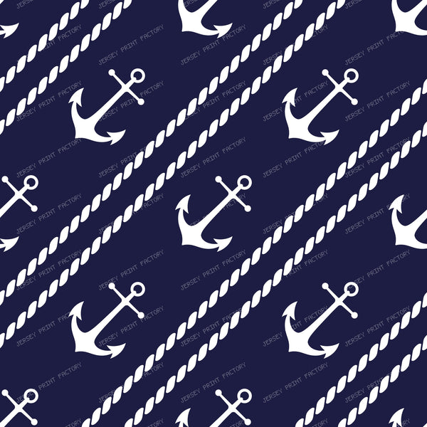 Navy Anchor Pattern with Rope Stripes