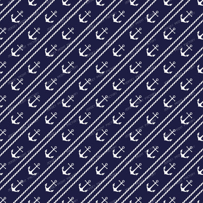 Navy Anchor Pattern with Rope Stripes