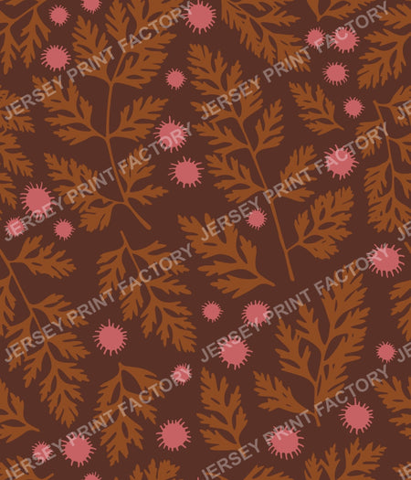 Forest Ground Botanical Fern Leaves - Blush Pink and Brown