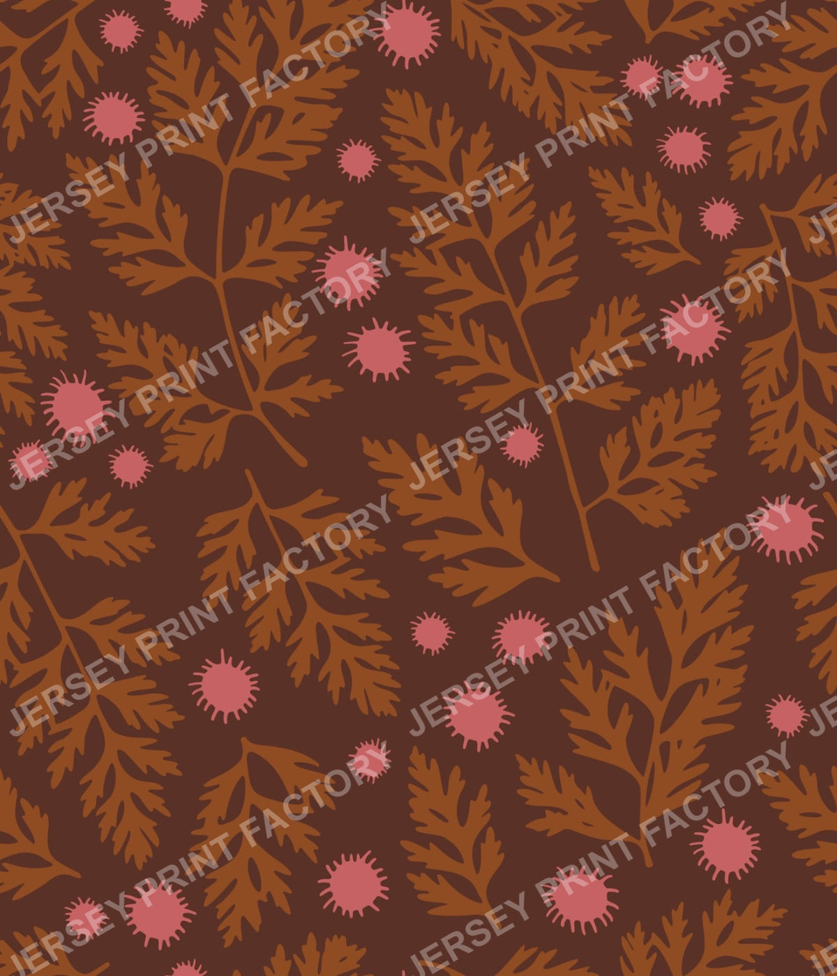 Forest Ground Botanical Fern Leaves - Blush Pink and Brown