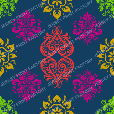 Lux Floral Damask Heart Crest Pattern 05