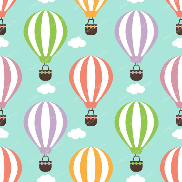 Orange Hot Air Balloons, Basket, Stripes, Clouds — Colorful