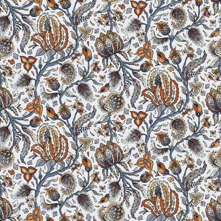 Indian Trailing Floral - Grey and Orange
