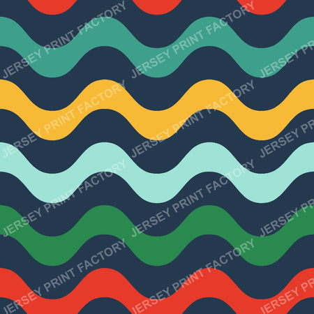 Colorful Bold Wavy Stripes On Navy