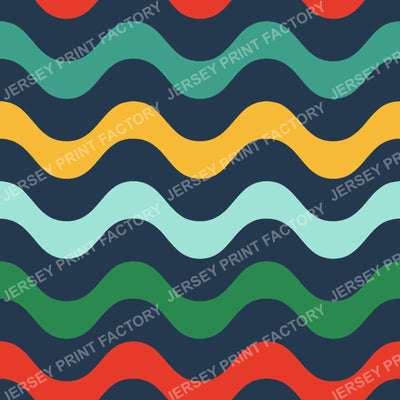 Colorful Bold Wavy Stripes On Navy